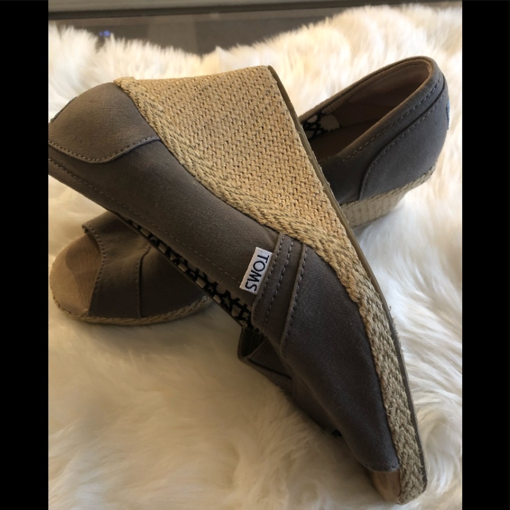 TOMS grayish beige wedge sandals, size 10 w